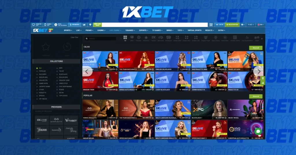 1xBet Malaysia 的真人娱乐场特色